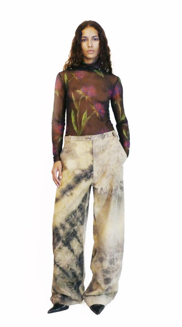 PRINTED WIDE-LEG TROUSERS IN UPCYCLED COTTON