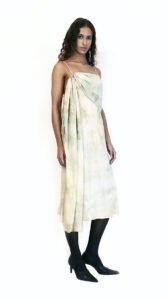 PRINTED CREPE DE CHINE DRESS WITH ASYMMETRIC STRAPS - Image 3