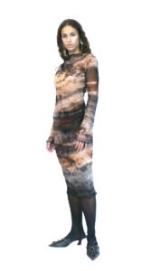 DRAPED TUBE DRESS IN PRINTED SILK - Image 2