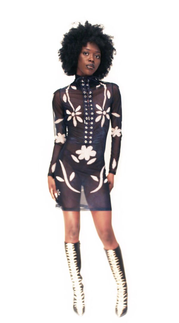 RAPPAZ FW 25-26 Métamorphose TUBE DRESS MESH Front