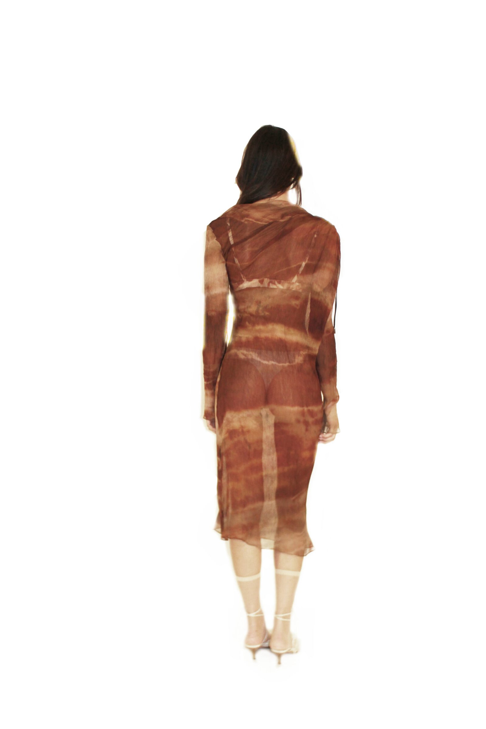 DRAPED TUBE DRESS IN PRINTED SILK - Image 3