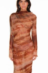 DRAPED TUBE DRESS IN PRINTED SILK - Image 2