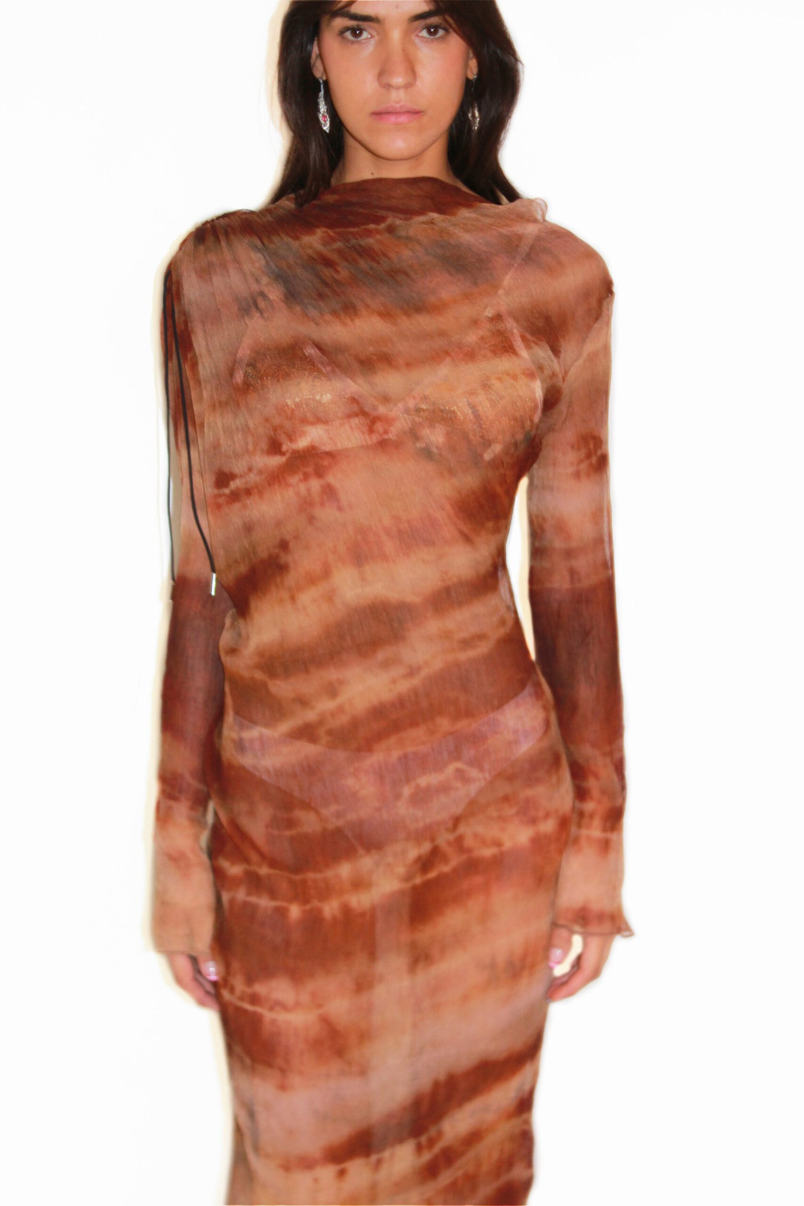 DRAPED TUBE DRESS IN PRINTED SILK - Image 2
