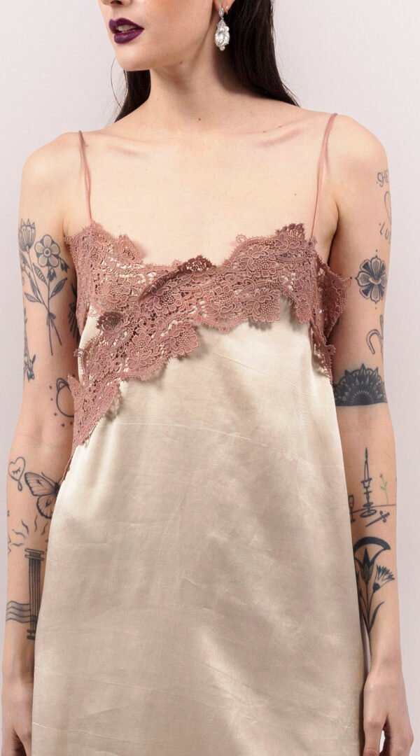 RAPPAZ - WOMEN - ASYMMETRICAL LACE DRESS CREAM - front_closeUp
