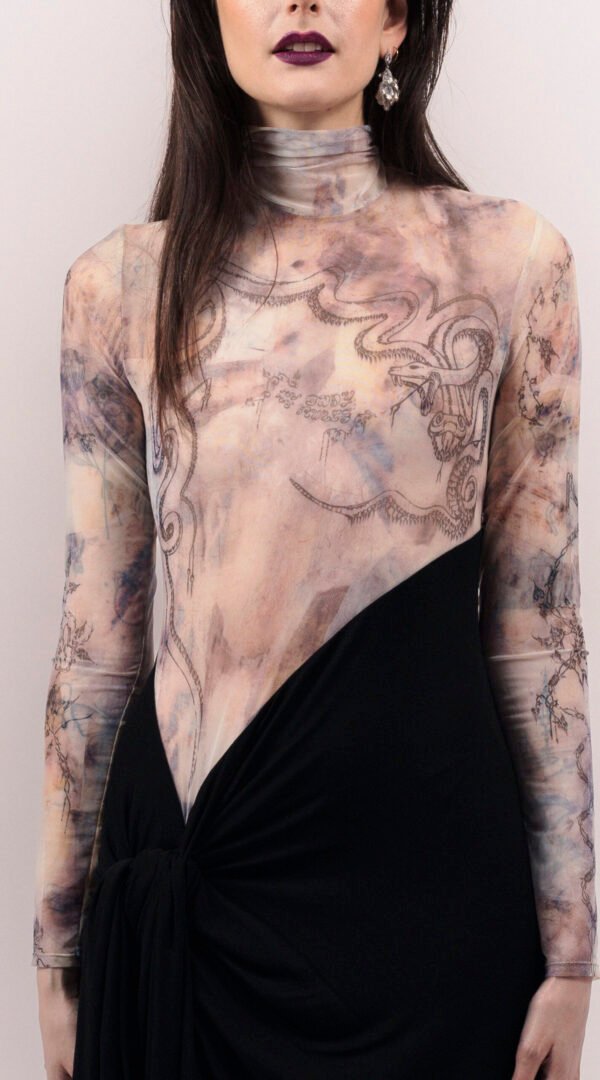 RAPPAZ - WOMEN - BOW LONG DRESS TATTOO - front_closeUp