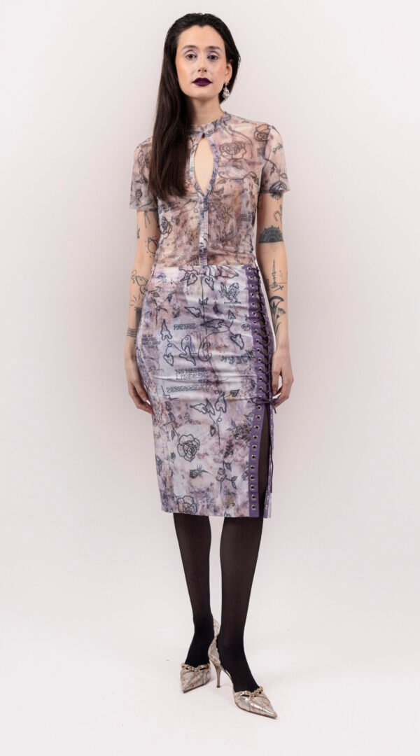 RAPPAZ - WOMEN - EYELETS JERSEY SKIRT TATTOO - front