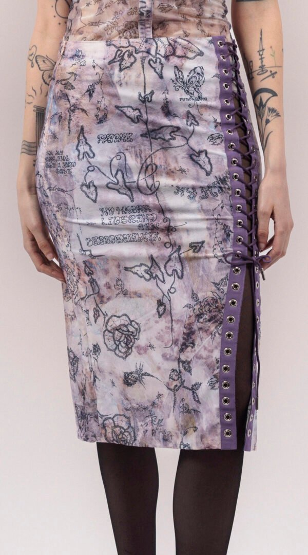 RAPPAZ - WOMEN - EYELETS JERSEY SKIRT TATTOO - front_closeUp