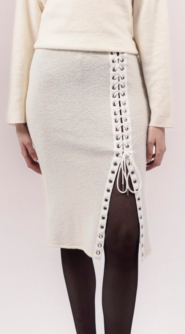 RAPPAZ - WOMEN - EYELETS JERSEY SKIRT WHITE - front_closeUp