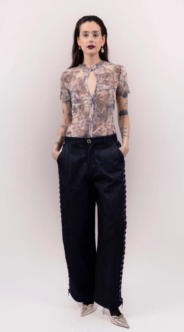 RAPPAZ - WOMEN - LARGE EYELETS TROUSERS - front