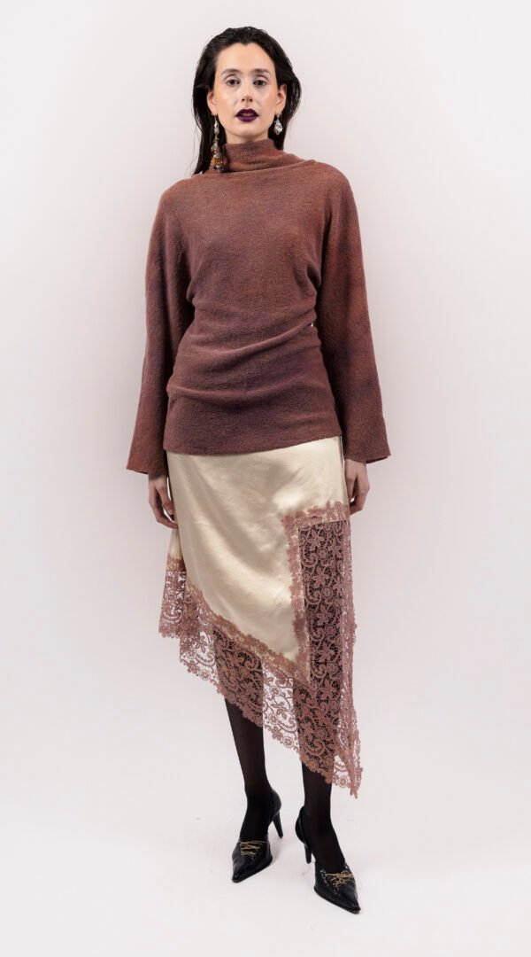 RAPPAZ - WOMEN - OPEN BACK SWEATER BROWN - front