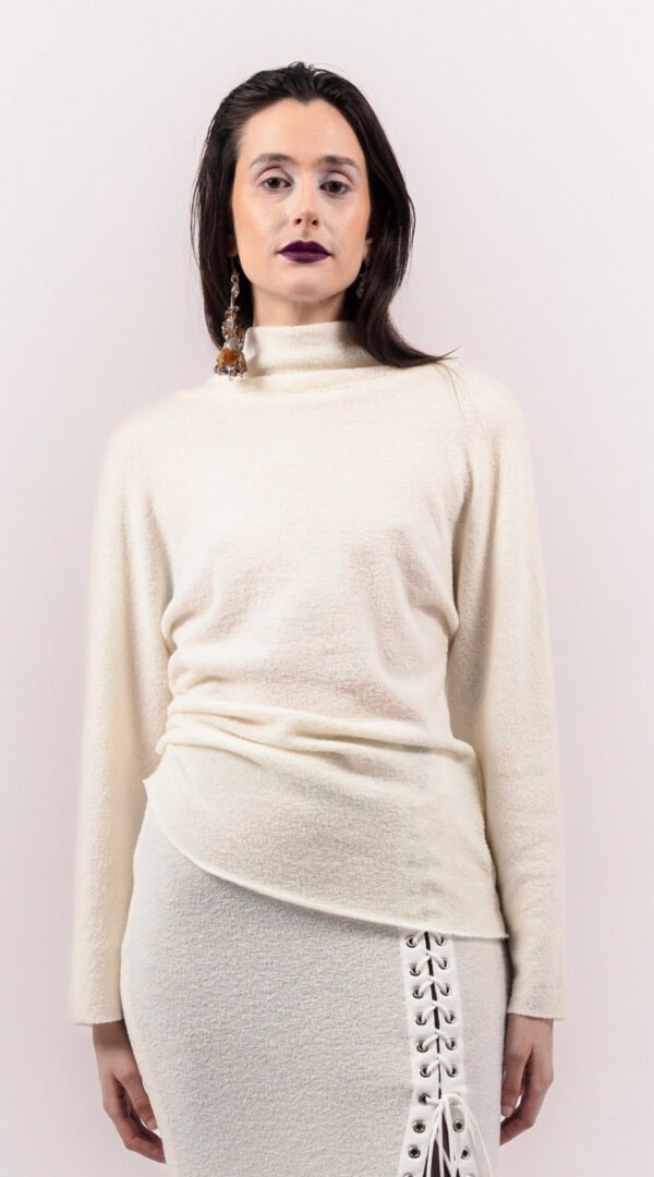 RAPPAZ - WOMEN - OPEN BACK SWEATER WHITE - front_2_closeUp