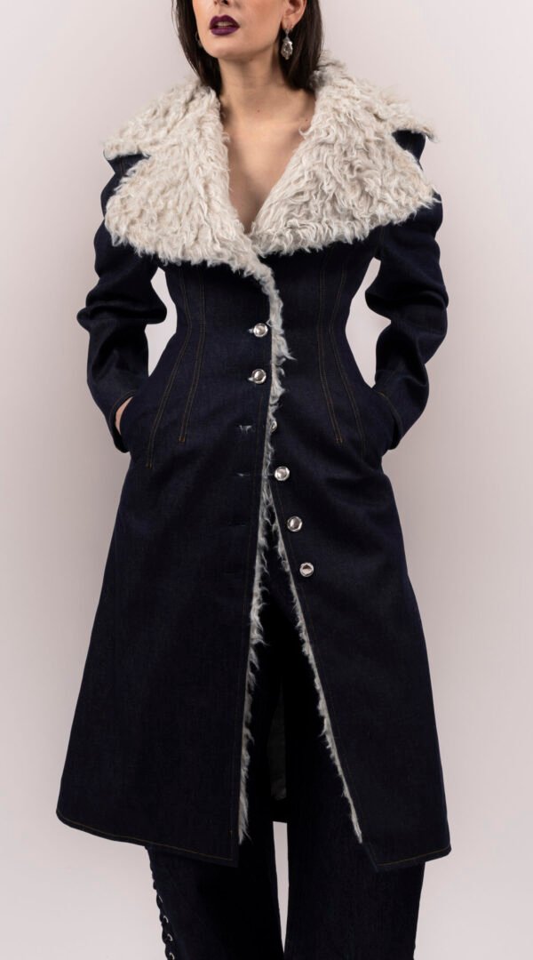 RAPPAZ - WOMEN - ROUNDED DENIM LARGE COAT - Front_closeUp