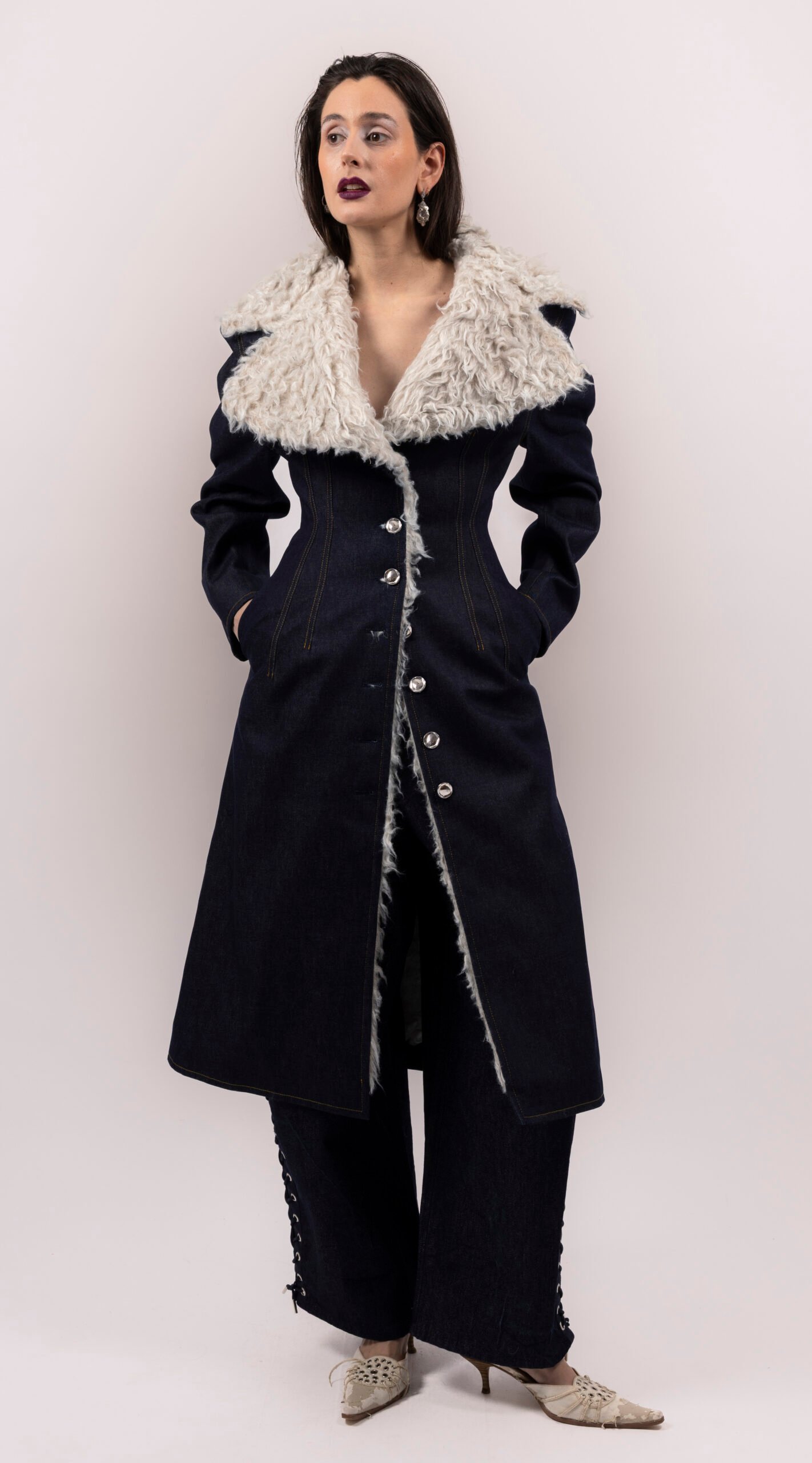 RAPPAZ - WOMEN - ROUNDED DENIM LARGE COAT - Front