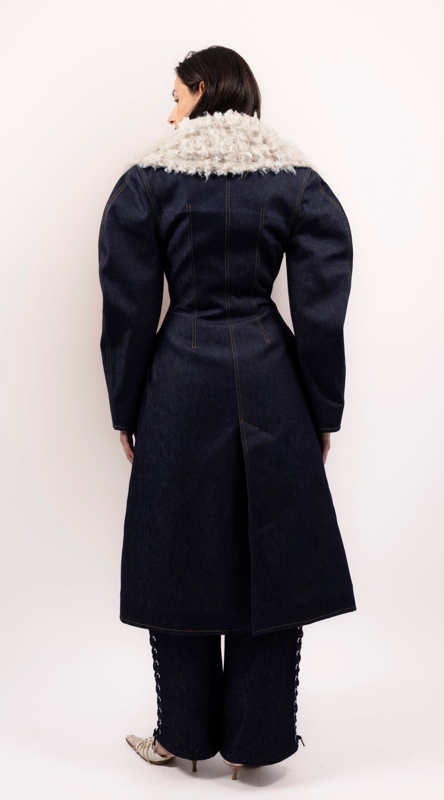 RAPPAZ - WOMEN - ROUNDED DENIM LARGE COAT - back