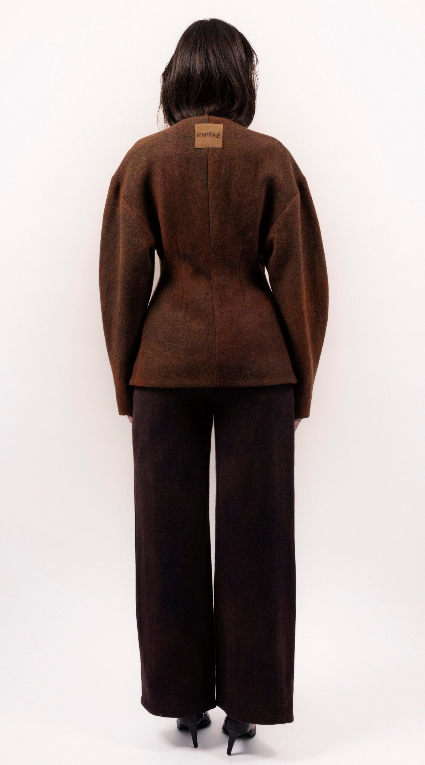 RAPPAZ - WOMEN - ROUNDED WOOL JACKET BROWN- back